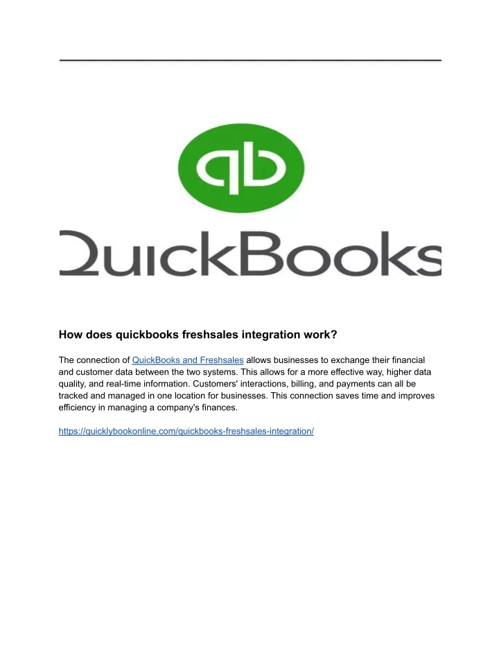 how does quickbooks freshsales integration work