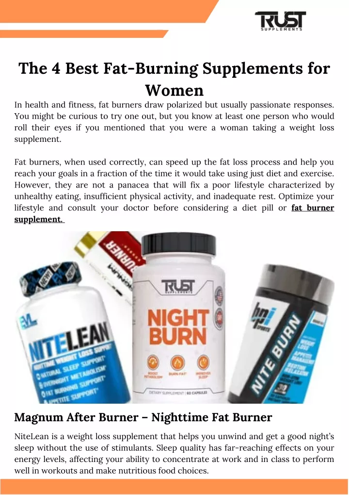 the 4 best fat burning supplements for women