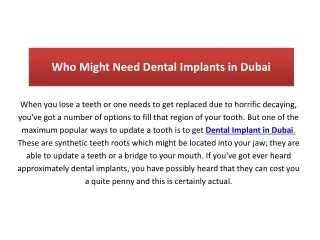 Who Might Need Dental Implants in Dubai