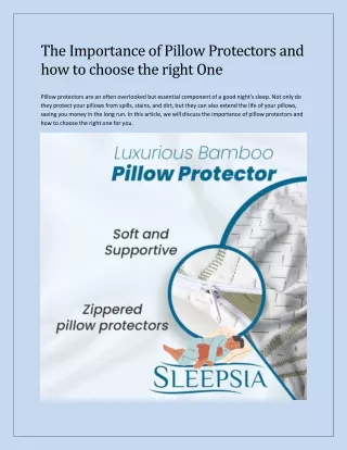 The Importance of Pillow Protectors and how to choose the right One