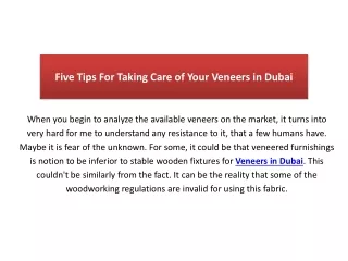 Five Tips For Taking Care of Your Veneers in Dubai