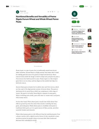 Nutritional Benefits and Versatility of Penne Rigate Durum Wheat and Whole Wheat Penne Pasta