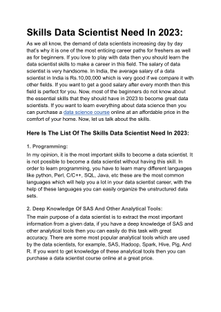 skills data scientist need in 2023
