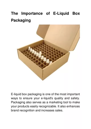 The Importance of E-Liquid Box Packaging