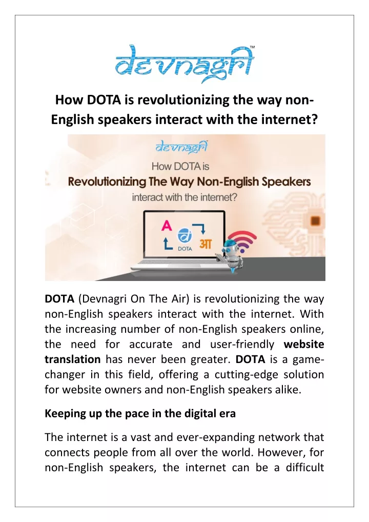 how dota is revolutionizing the way non english