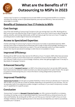 Benefits of IT Outsourcing to MSPs in 2023