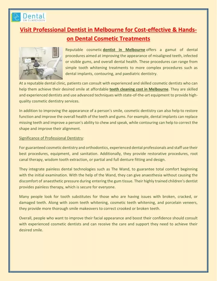 visit professional dentist in melbourne for cost