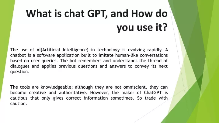 what is chat gpt and how do you use it