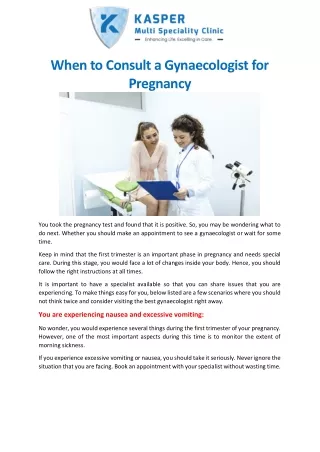 when to consult a gynaecologist for pregnancy