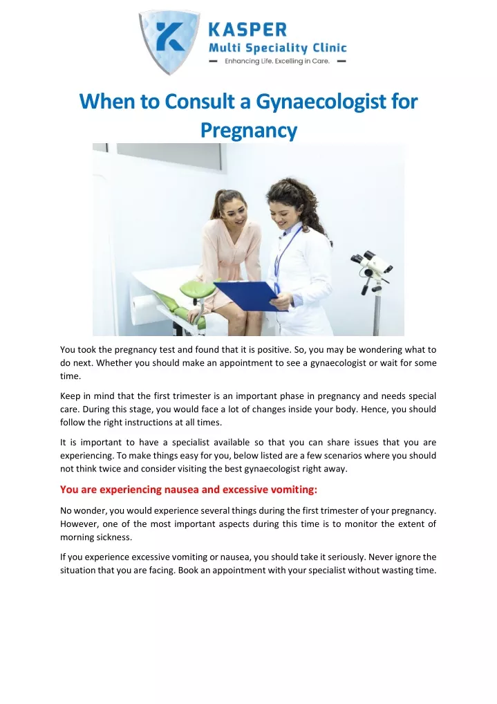 when to consult a gynaecologist for pregnancy