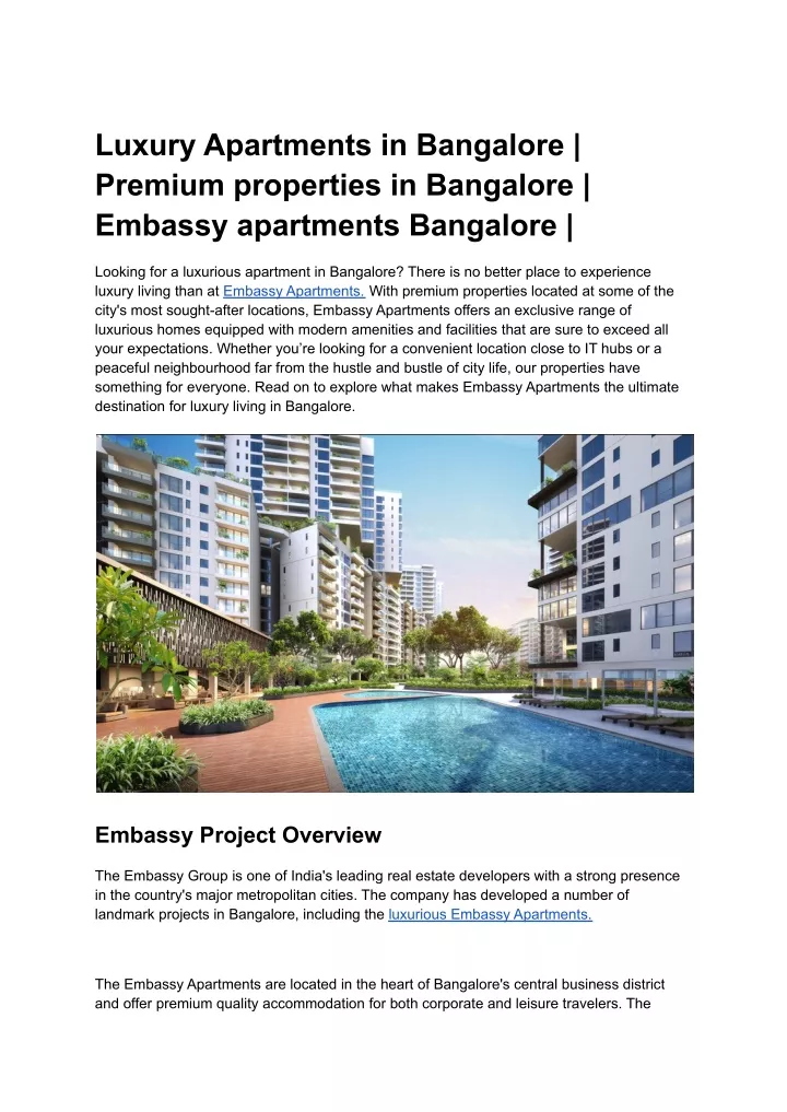 luxury apartments in bangalore premium properties