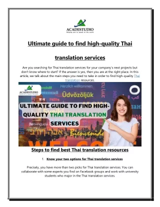 Ultimate guide to find high-quality Thai translation services