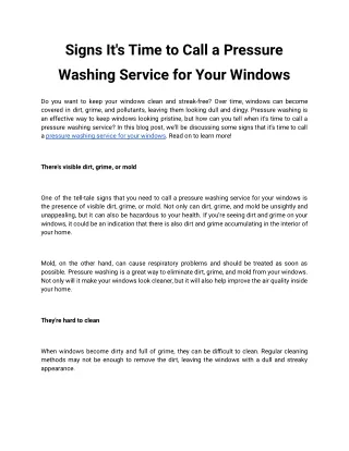 SIGNS IT'S TIME TO CALL A PRESSURE WASHING SERVICE FOR YOUR WINDOWS