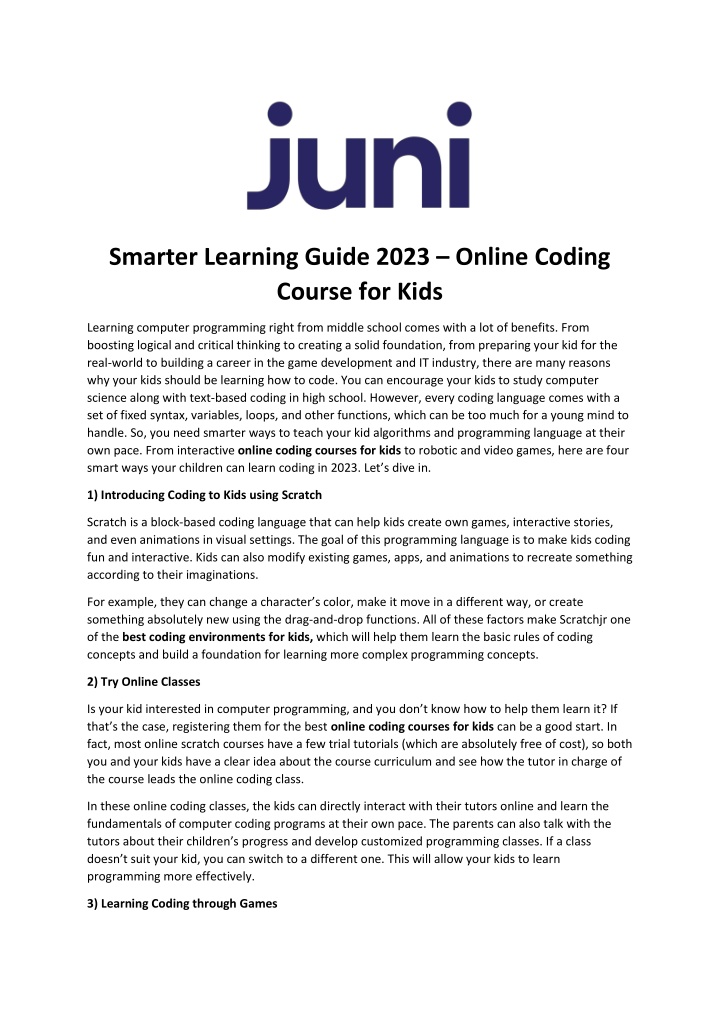 smarter learning guide 2023 online coding course