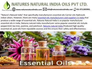 Natures Natural India Essential Oils Manufacturers Company