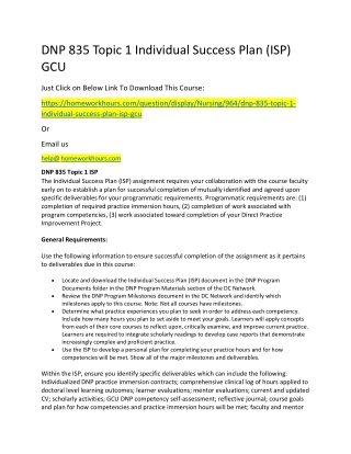 dnp 835 topic 1 individual success plan isp gcu