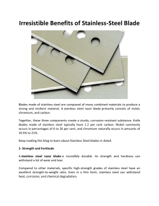 Irresistible Benefits of Stainless