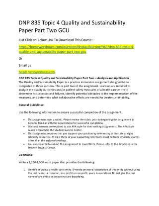 dnp 835 topic 4 quality and sustainability paper