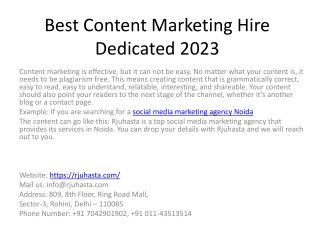 Best Content Marketing Hire Dedicated 2023