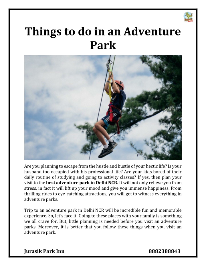things to do in an adventure park