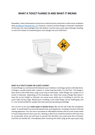 WHAT A TOILET FLANGE IS AND WHAT IT MEANS