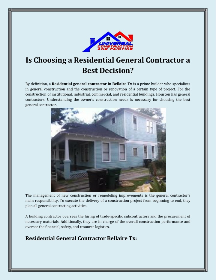 is choosing a residential general contractor