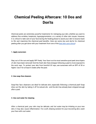 Chemical Peeling Aftercare_ 10 Dos and Don’ts