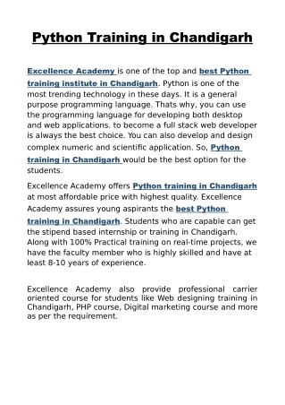 Python Training in Chandigarh.