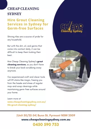 Hire Grout Cleaning Services in Sydney for Germ-free Surfaces