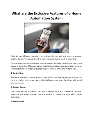what are the exclusive features of a home