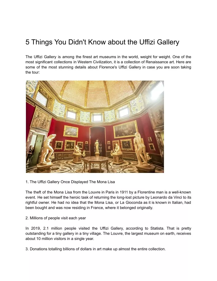 5 things you didn t know about the uffizi gallery