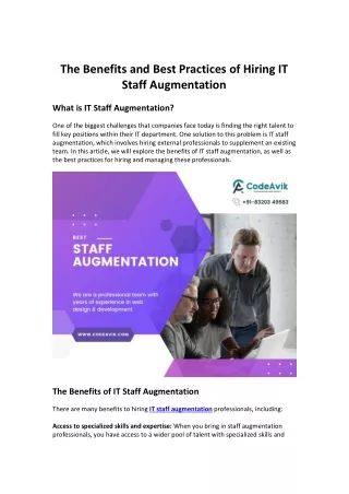 The Benefits and Best Practices of Hiring IT Staff Augmentation