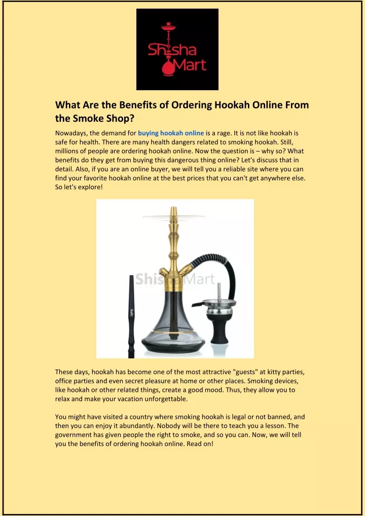 what are the benefits of ordering hookah online