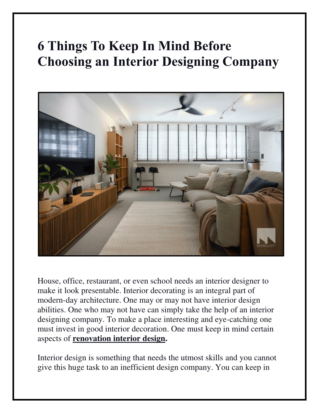 PPT - 6 Things To Keep In Mind Before Choosing an Interior Designing ...