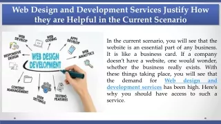 Web Design and Development Services Justify How they are Helpful in the Current Scenario