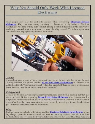 Why You Should Only Work With Licensed Electricians