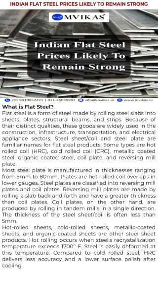 Indian Flat Steel Prices Likely to Remain Strong