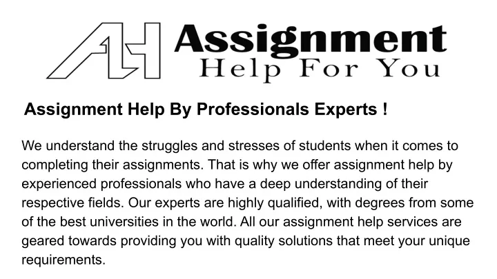 assignment help by professionals experts