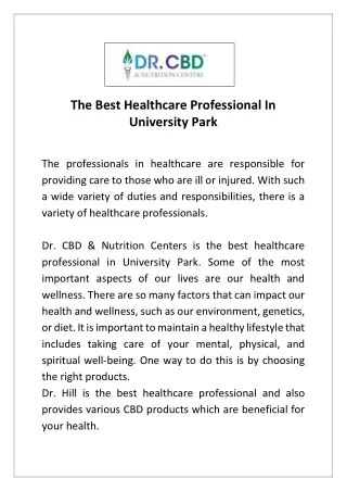 The Best Healthcare Professional In University Park