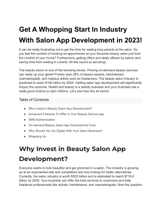 Get A Whopping Start In Industry With Salon App Development in 2023!