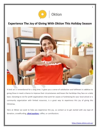 Experience The Joy of Giving With Oktion This Holiday Season