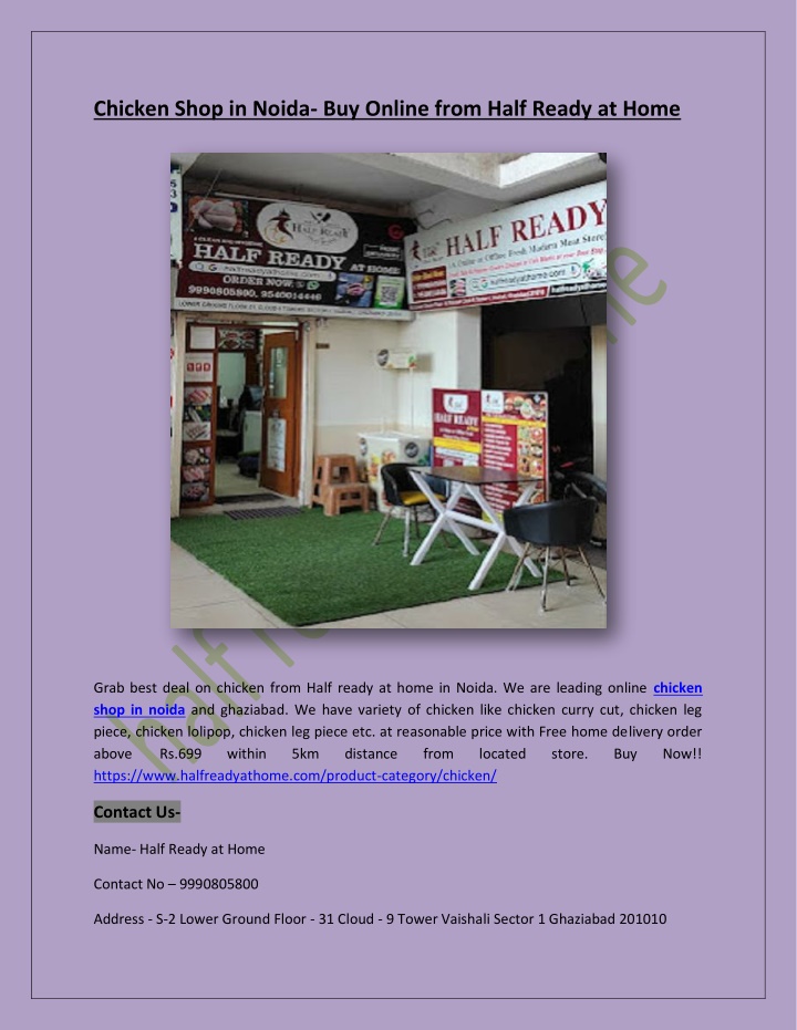 chicken shop in noida buy online from half ready