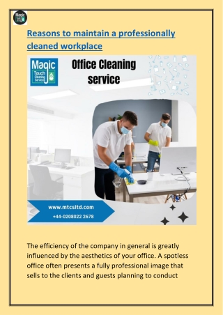 reasons to maintain a professionally cleaned