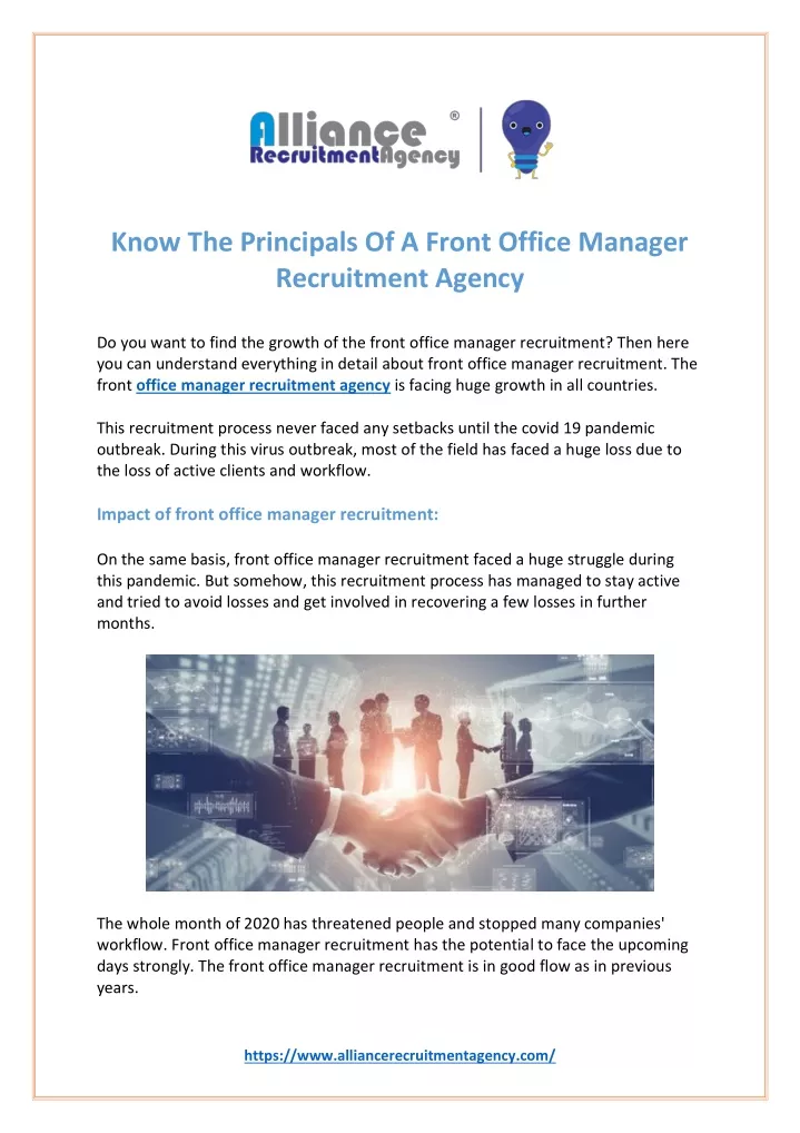 know the principals of a front office manager