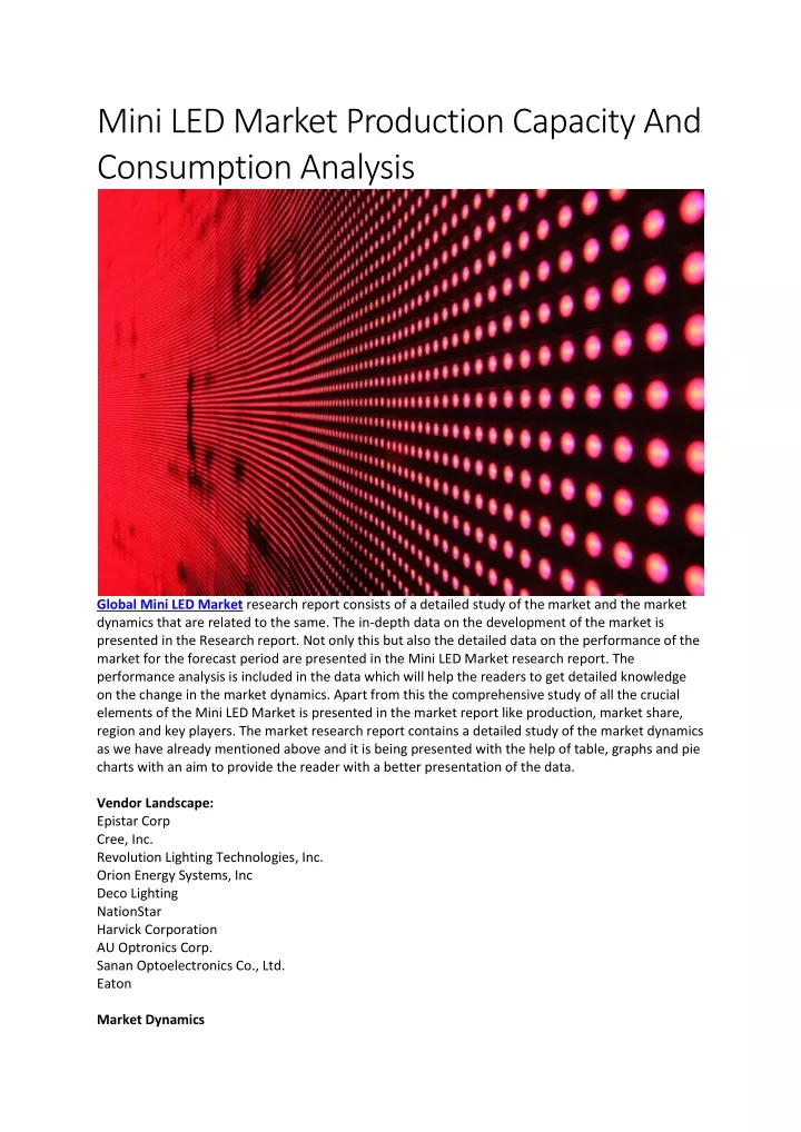 mini led market production capacity