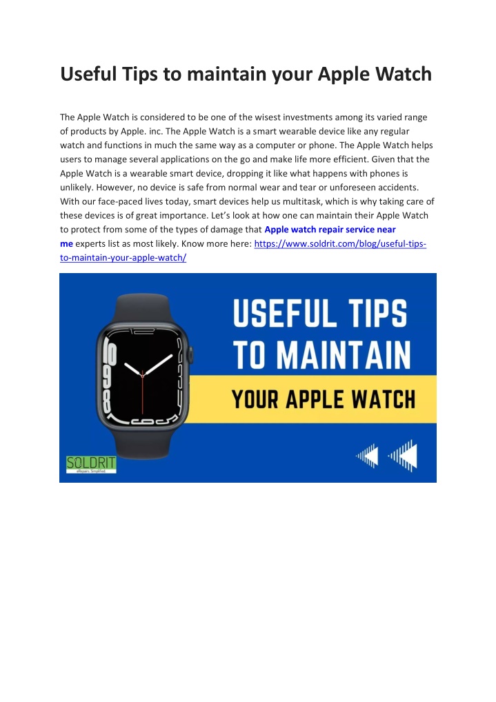 useful tips to maintain your apple watch