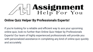 online quiz helper by professionals experts