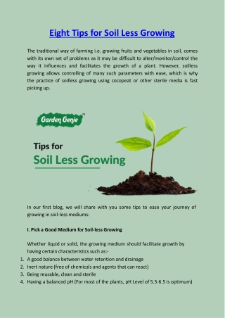 Eight Tips for Soil Less Growing – Garden Genie