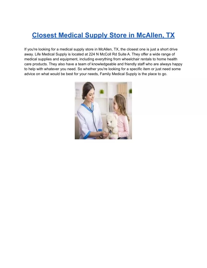 closest medical supply store in mcallen tx