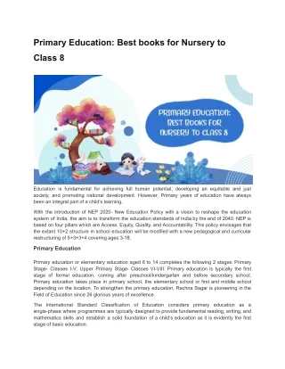 primary education best books for nursery to